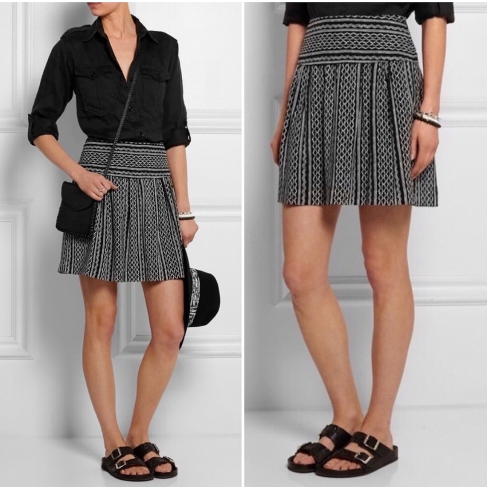 Madewell Silk Black White Aztec Printed Mini Skirt - Picture 5 of 14